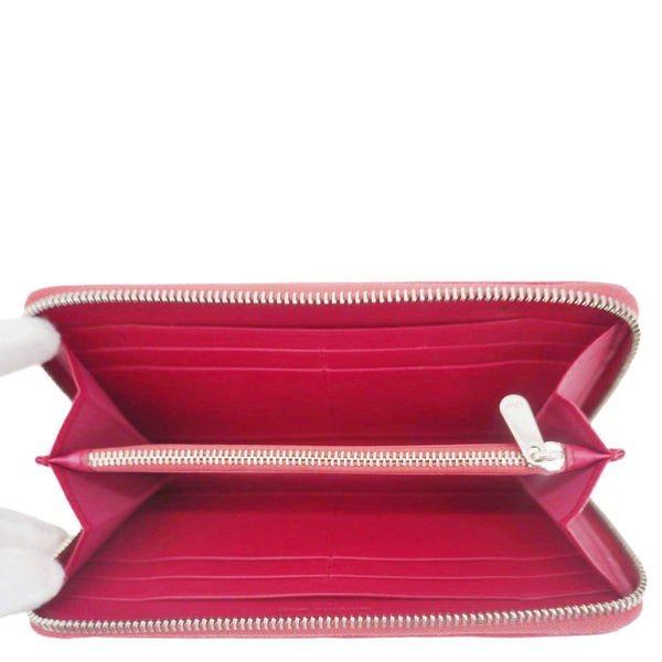 CHRISTIAN DIOR Lady Dior Patent Leather Zippy Wallet Red