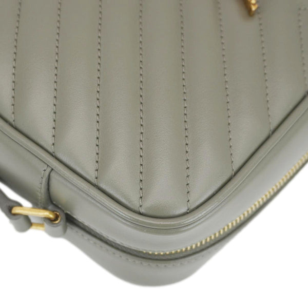 YVES SAINT LAURENT Lou Camera Monogram Leather Shoulder Bag Gray