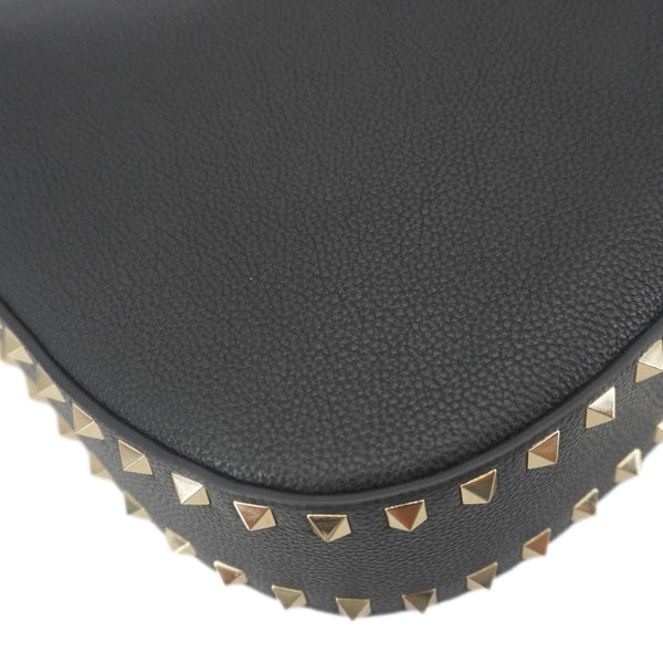 VALENTINO Garavani Rockstud Leather Hobo Bag Black