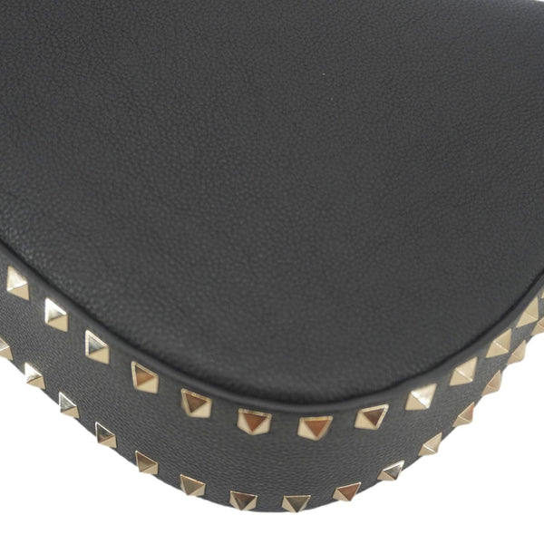 VALENTINO Garavani Rockstud Leather Hobo Bag Black