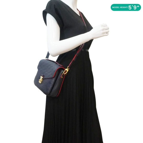 LOUIS VUITTON Metis Pochette Empreinte Leather Crossbody Bag Navy Blue
