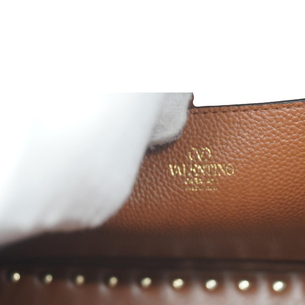 VALENTINO Garavani Rockstud Leather Hobo Bag Brown