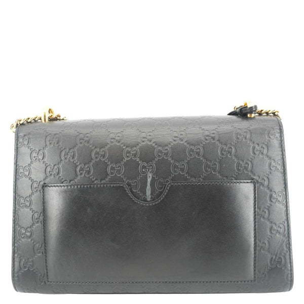 GUCCI Padlock Medium Leather Chain Shoulder Bag Black 409486