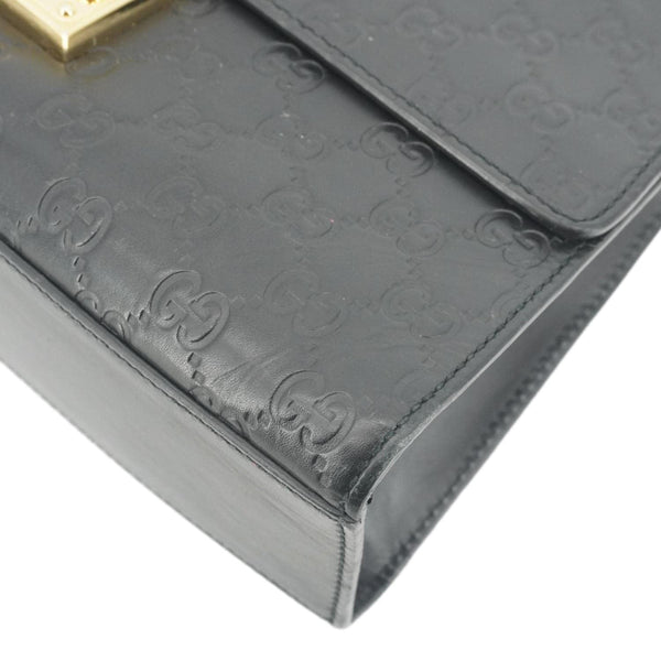 GUCCI Padlock Medium Leather Chain Shoulder Bag Black 409486
