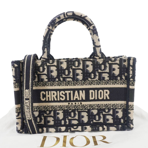 CHRISTIAN DIOR Book Mini Oblique Embroidery Canvas Shoulder Bag Blue
