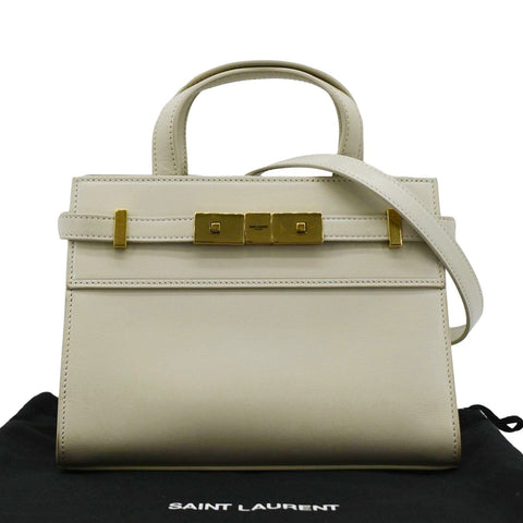 YVES SAINT LAURENT Manhattan Leather Shopper Tote Bag Beige