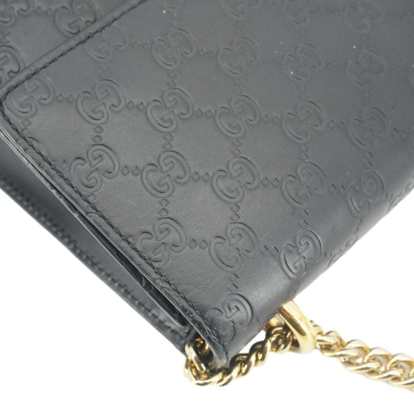 GUCCI Padlock Medium Leather Chain Shoulder Bag Black 409486