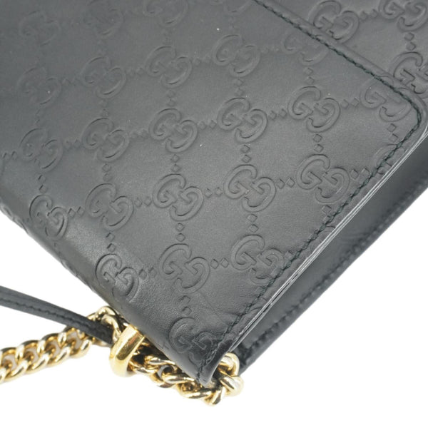 GUCCI Padlock Medium Leather Chain Shoulder Bag Black 409486