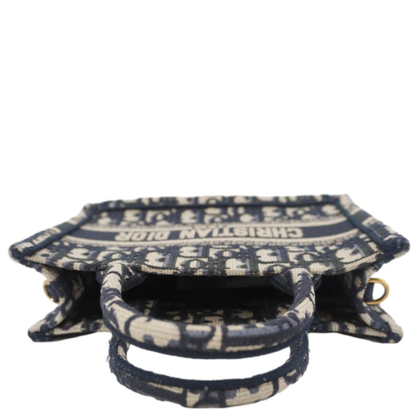CHRISTIAN DIOR Book Mini Oblique Embroidery Canvas Shoulder Bag Blue