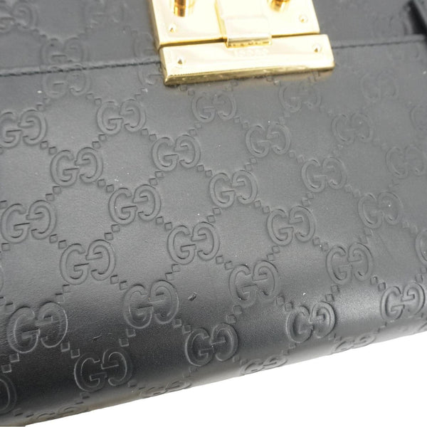 GUCCI Padlock Medium Leather Chain Shoulder Bag Black 409486