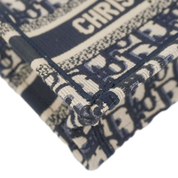 CHRISTIAN DIOR Book Mini Oblique Embroidery Canvas Shoulder Bag Blue