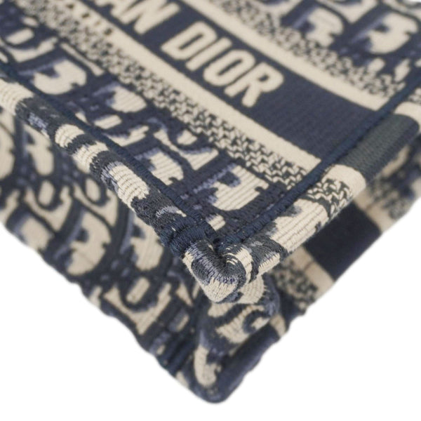 CHRISTIAN DIOR Book Mini Oblique Embroidery Canvas Shoulder Bag Blue