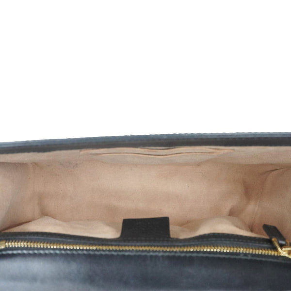 GUCCI Padlock Medium Leather Chain Shoulder Bag Black 409486