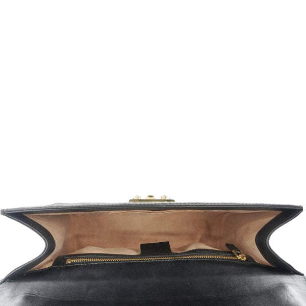 GUCCI Padlock Medium Leather Chain Shoulder Bag Black 409486