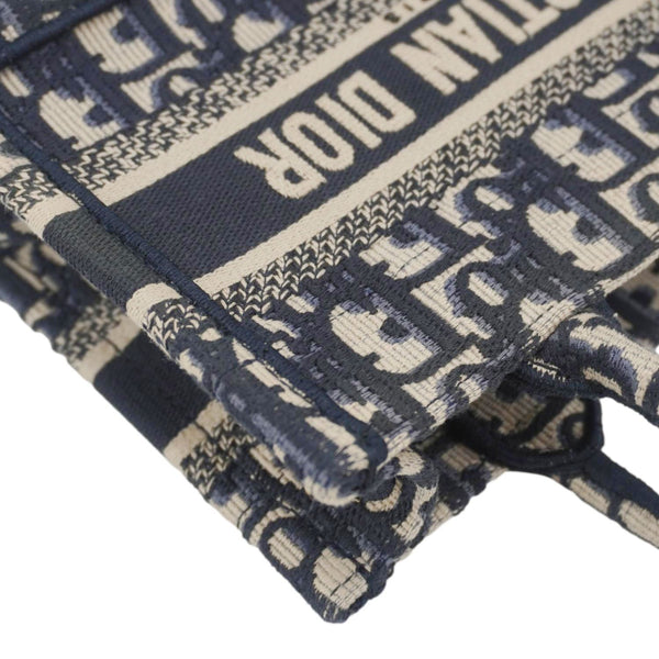CHRISTIAN DIOR Book Mini Oblique Embroidery Canvas Shoulder Bag Blue