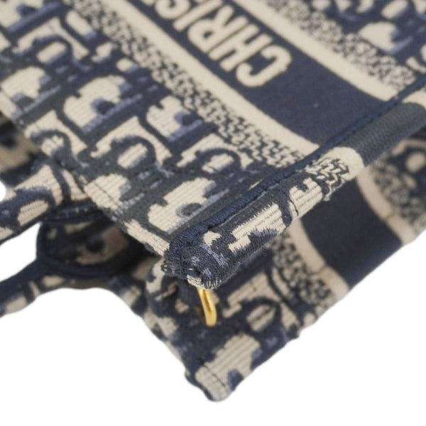 CHRISTIAN DIOR Book Mini Oblique Embroidery Canvas Shoulder Bag Blue