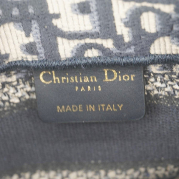 CHRISTIAN DIOR Book Mini Oblique Embroidery Canvas Shoulder Bag Blue