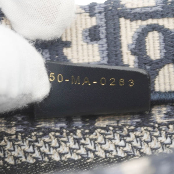 CHRISTIAN DIOR Book Mini Oblique Embroidery Canvas Shoulder Bag Blue