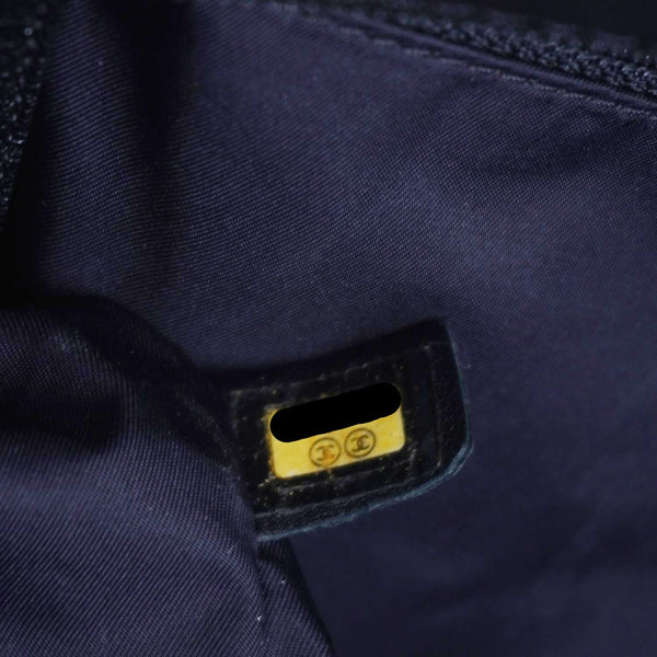 CHANEL Paris Biarritz Quilted Coated Canvas Grand Shopping Tote Bag Black