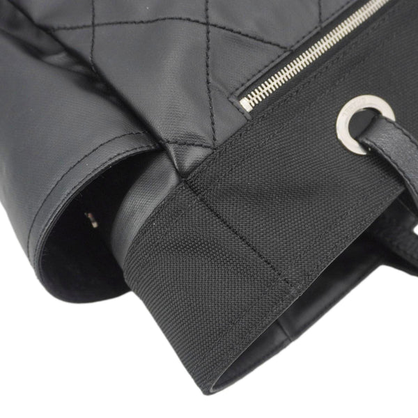 CHANEL Paris Biarritz Quilted Coated Canvas Grand Shopping Tote Bag Black