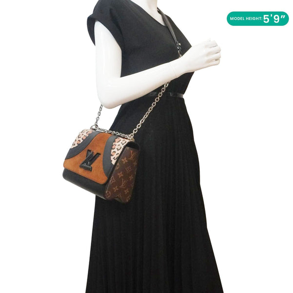 LOUIS VUITTON Twist Leopard Wild Printed Leather Crossbody Bag Multicolor