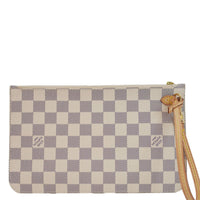 LOUIS VUITTON Neverfull  Damier Azur Pochette Wristlet White