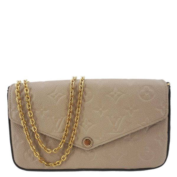 LOUIS VUITTON Felicie Pochette Monogram Empreinte Crossbody Bag Tourterelle Beige