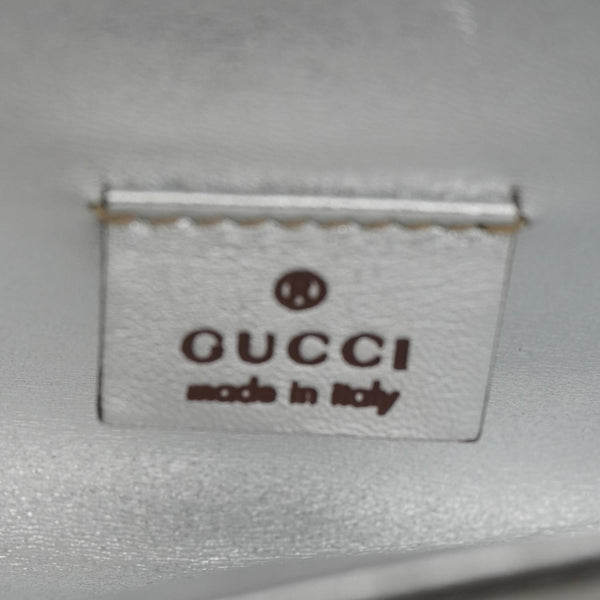 GUCCI Mirror Metallic Patent Leather Clutch Silver