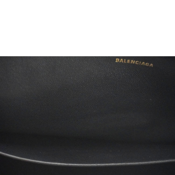 BALENCIAGA Hourglass flat Calfskin Leather Pouch Black