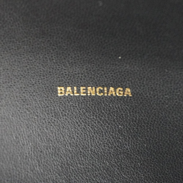 BALENCIAGA Hourglass flat Calfskin Leather Pouch Black