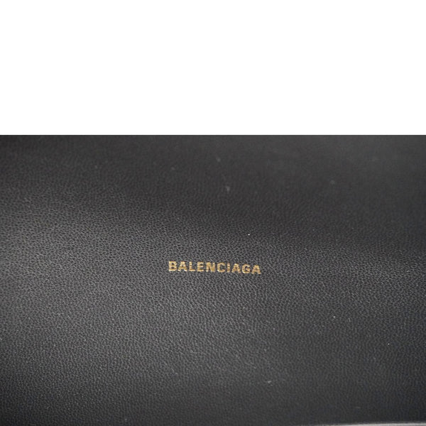 BALENCIAGA Hourglass flat Calfskin Leather Pouch Black