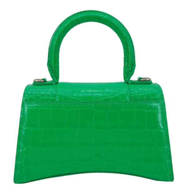 BALENCIAGA Hourglass Leather Tote Crossbody Bag Green