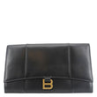 BALENCIAGA Hourglass flat Calfskin Leather Pouch Black
