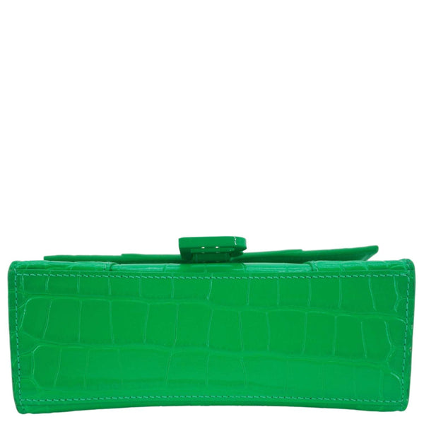 BALENCIAGA Hourglass Leather Tote Crossbody Bag Green