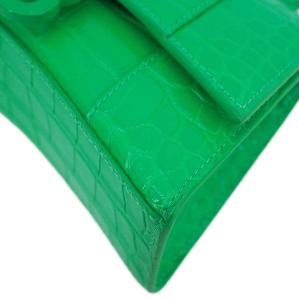 BALENCIAGA Hourglass Leather Tote Crossbody Bag Green