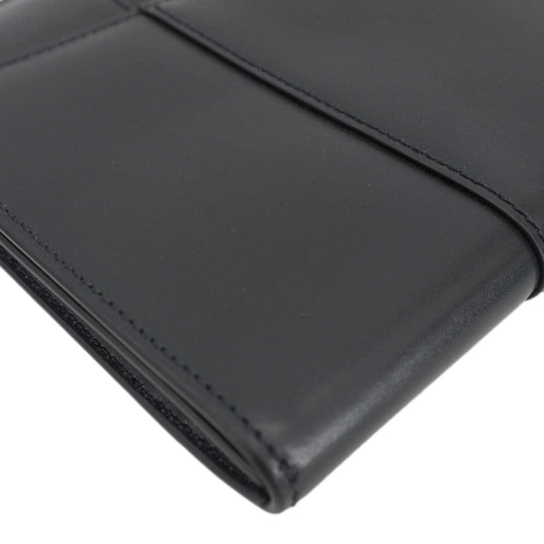 BALENCIAGA Hourglass flat Calfskin Leather Pouch Black