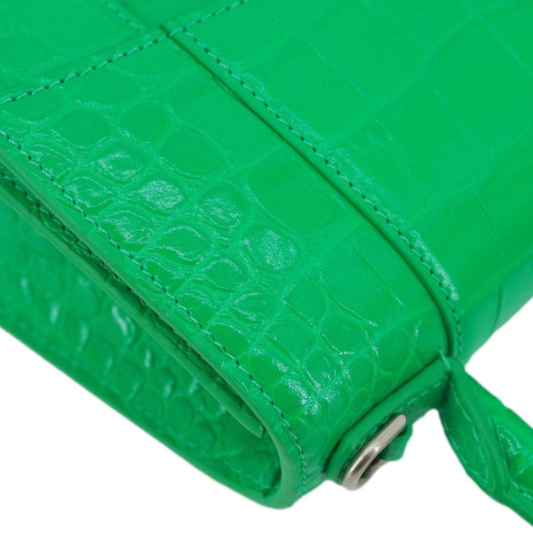 BALENCIAGA Hourglass Leather Tote Crossbody Bag Green