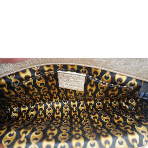 GUCCI Britt Metallic Calfskin Leather Clutch Gold