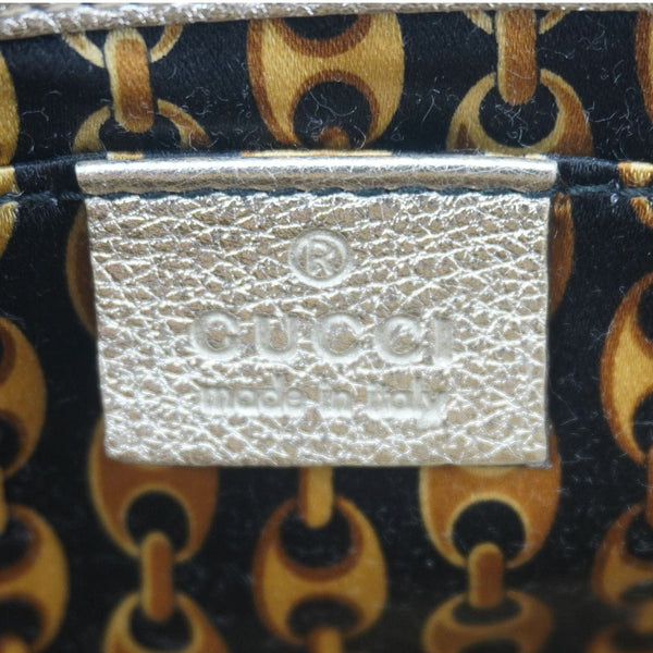 GUCCI Britt Metallic Calfskin Leather Clutch Gold