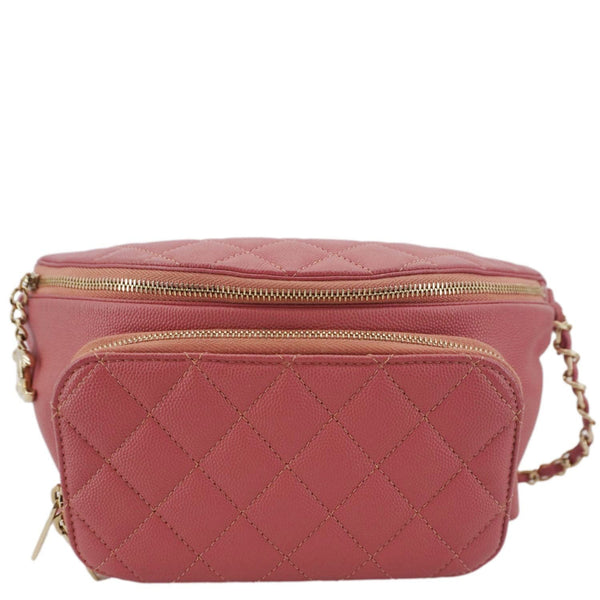 CHANEL Business Affinity Quilted Caviar Leather Belt Bag Pink