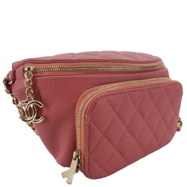 CHANEL Business Affinity Quilted Caviar Leather Belt Bag Pink