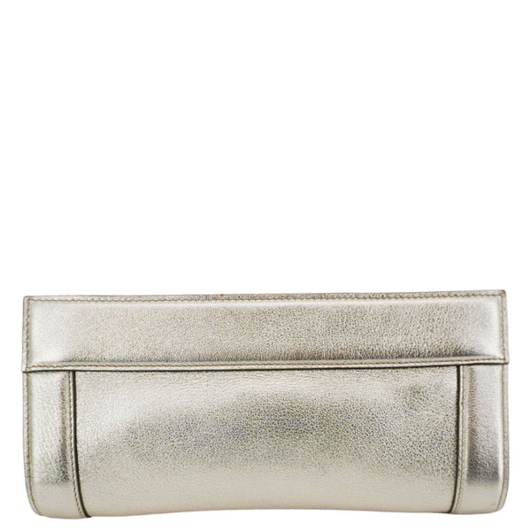 GUCCI Britt Metallic Calfskin Leather Clutch Gold