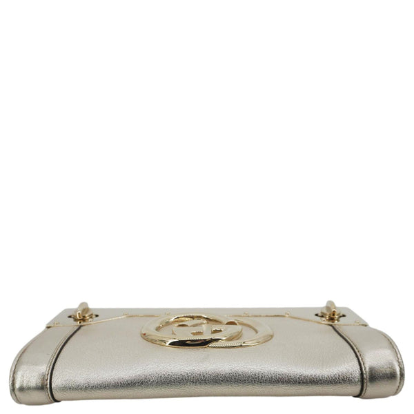 GUCCI Britt Metallic Calfskin Leather Clutch Gold