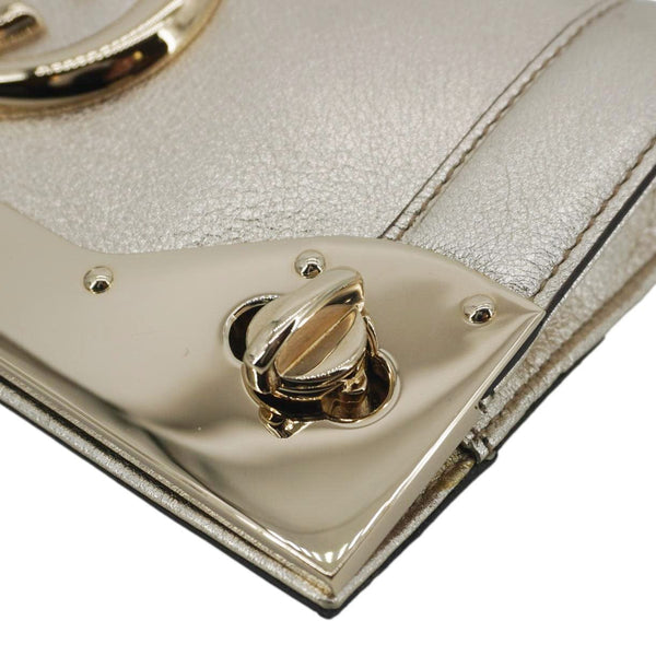 GUCCI Britt Metallic Calfskin Leather Clutch Gold