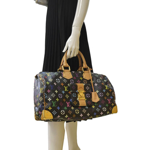 LOUIS VUITTON Speedy 40 Monogram Multicolor Satchel Bag Black