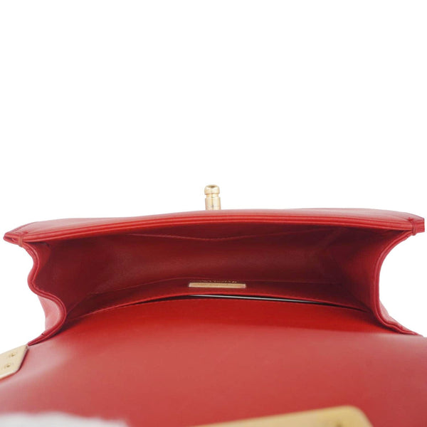 CHANEL Boy Flap Lizard Leather Crossbody Bag Red