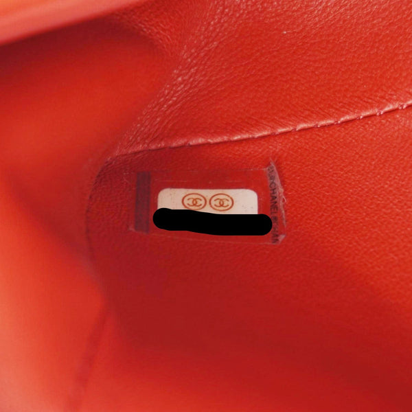 CHANEL Boy Flap Lizard Leather Crossbody Bag Red