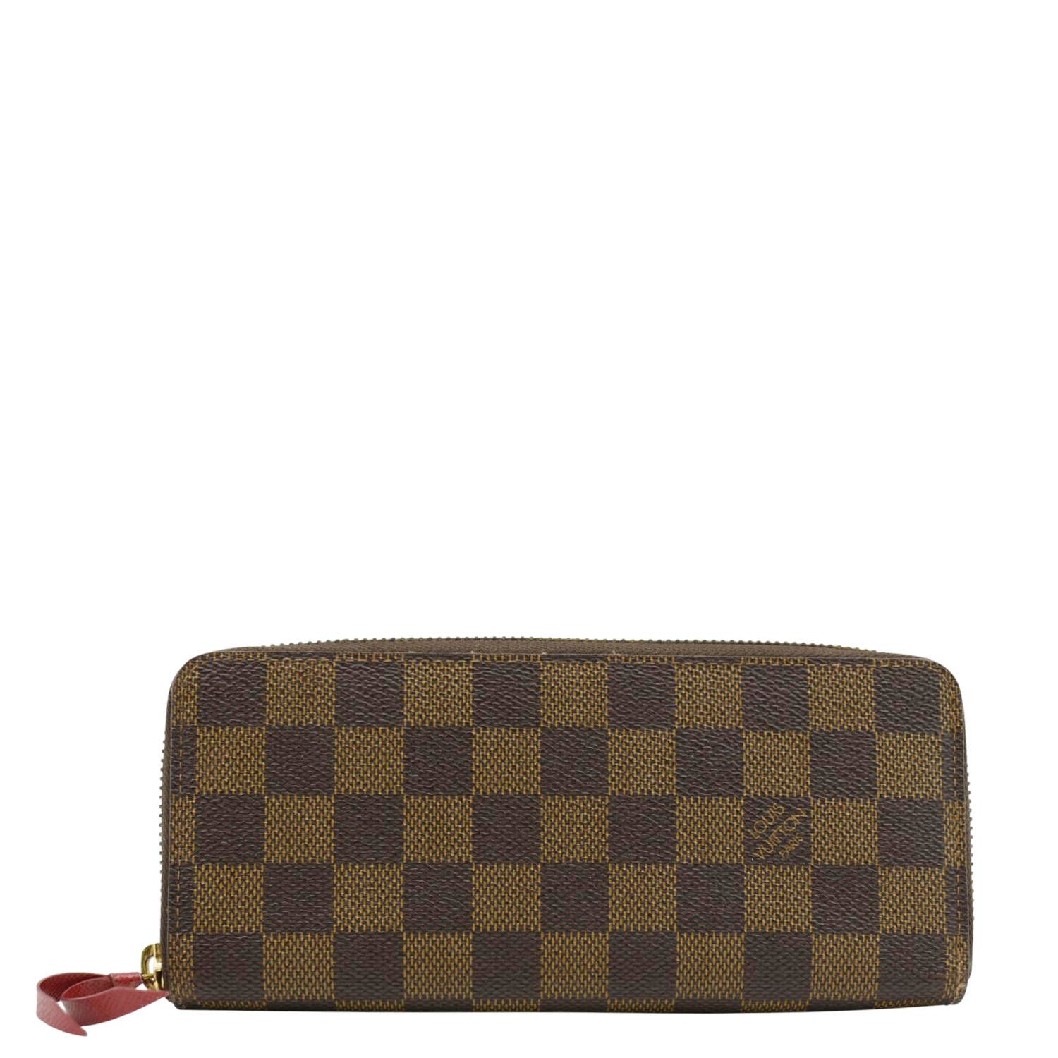 LOUIS VUITTON Clemence Damier Ebene Zippy Wallet Brown