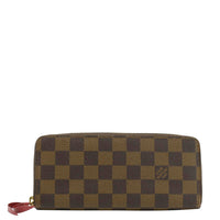 LOUIS VUITTON Clemence Damier Ebene Zippy Wallet Brown