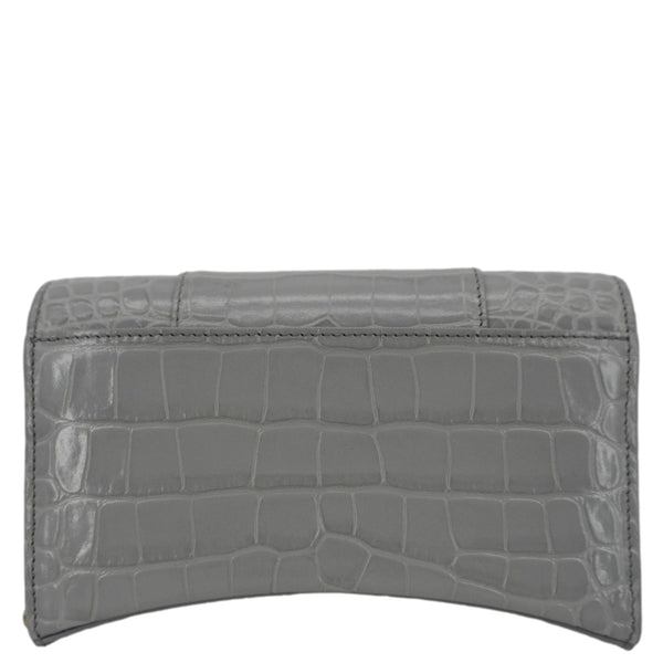 BALENCIAGA Hourglass Leather Chain Wallet Shoulder Bag Gray